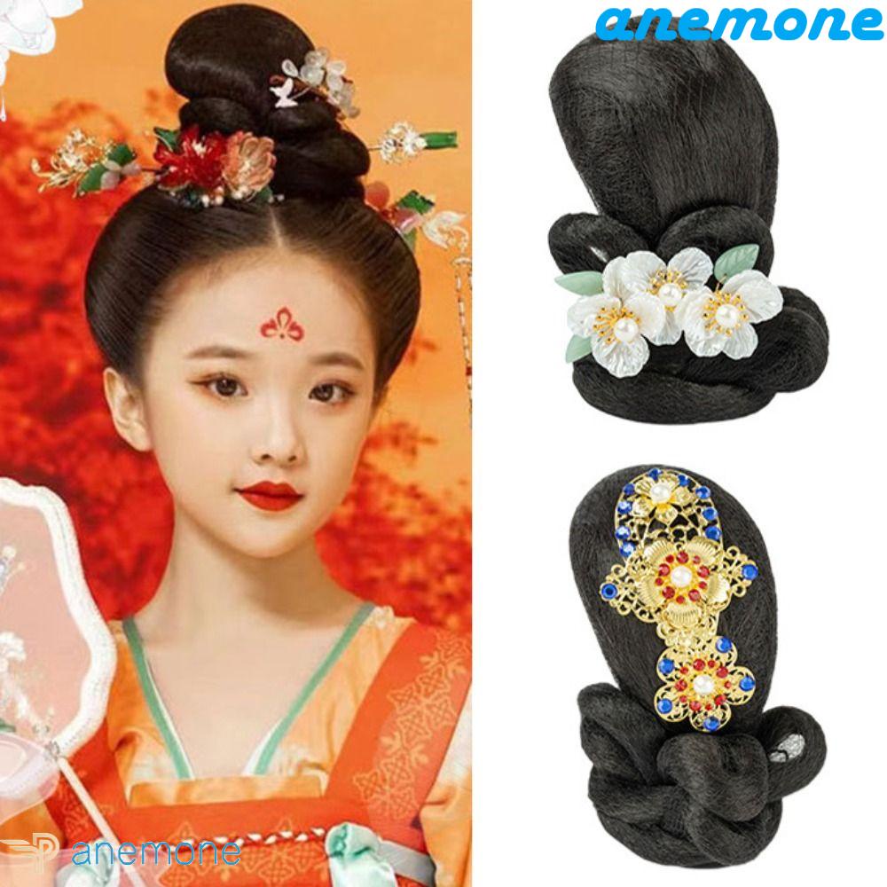 ANEMONE Bộ Tóc Giả Công Chúa Chất Lượng Cao Mềm Mại Phong Cách Trung Hoa Cổ Điển Dùng Làm Đạo Cụ Chụp Ảnh Cho Bé Gái