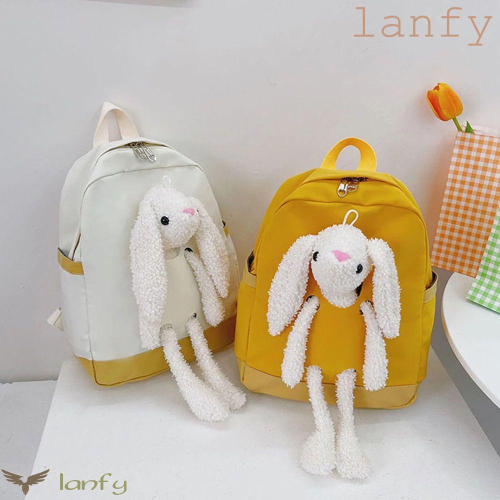LANFY Ba Lô Vải Lông Hình Thỏ Dễ Thương Cho Bé