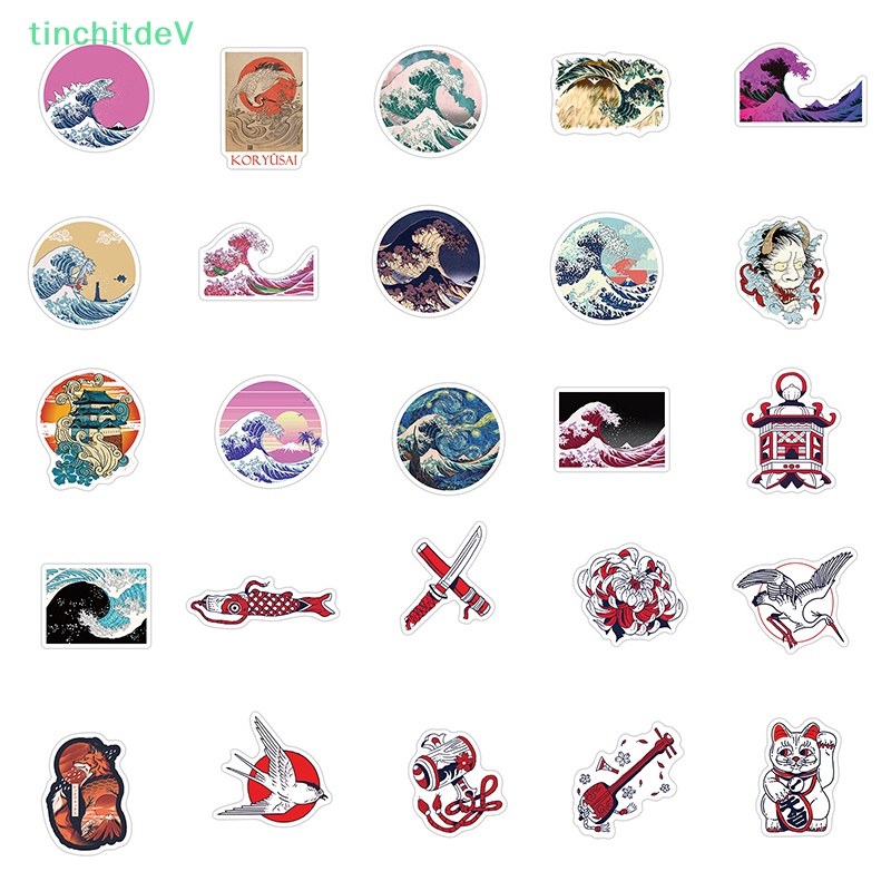 Bộ 50 Nhãn Dán Trang Trí Ván Trượt / Điện Thoại Kiểu Nhật Bản Diy