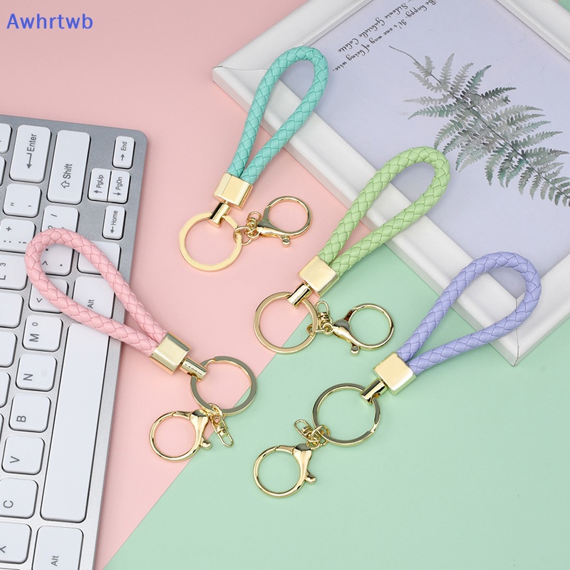 Móc Chìa Khóa Bằng Da PU Bện Nhiều Màu Sắc DIY Sáng Tạo Cho Nữ Mới