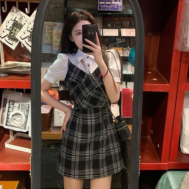 𝒀𝒂𝒏𝒚𝒂𝒏  Áo Sơ Mi Giả Hai Lớp Phối Váy Thiết Kế Mới Chất Lượng Cao Cho Nữ