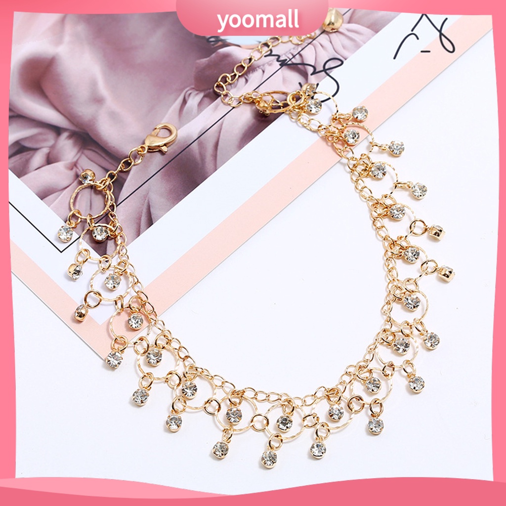 Lắc Chân Đính Đá Phối Tua Rua Phong Cách Vintage Thời Trang Cho Nữ