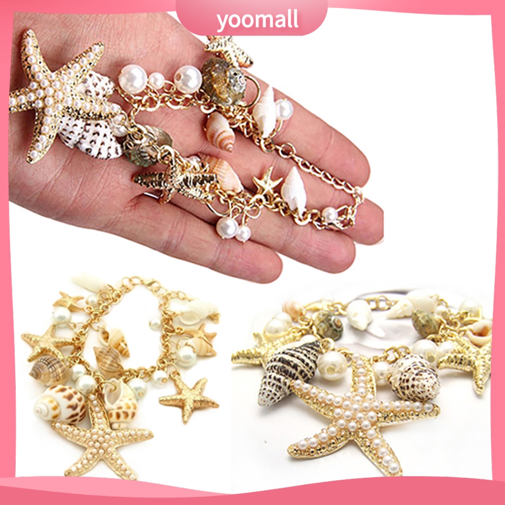 [YM] Vòng Đeo Tay Đi Biển Mạ Vàng Nhiều Kiểu Dáng Dễ Thương Có Thể Điều Chỉnh