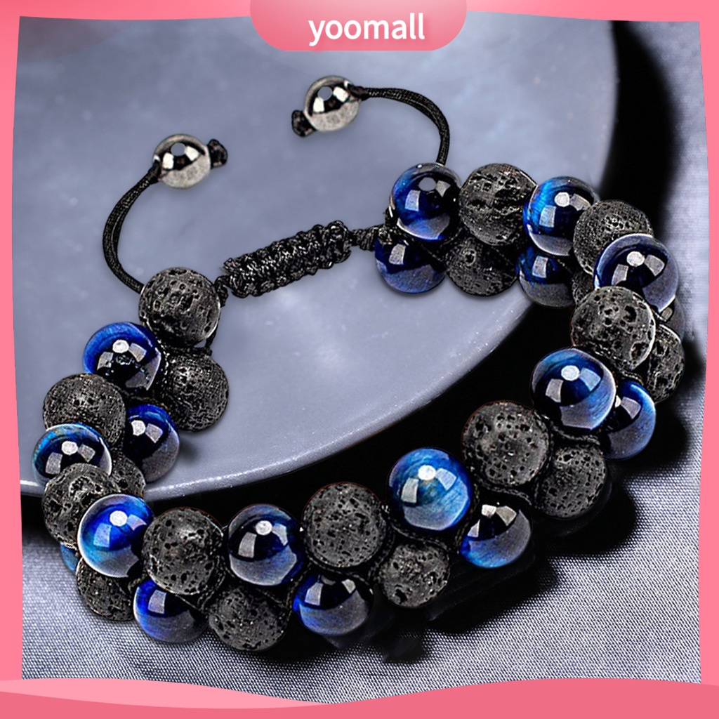 [YM] Vòng Tay Chuỗi Hạt Đá Mắt Hổ Hai Lớp Có Thể Điều Chỉnh Phong Cách Đơn Giản Bảo Vệ Sức Khỏe Hàng Ngày Cho Nam Và Nữ