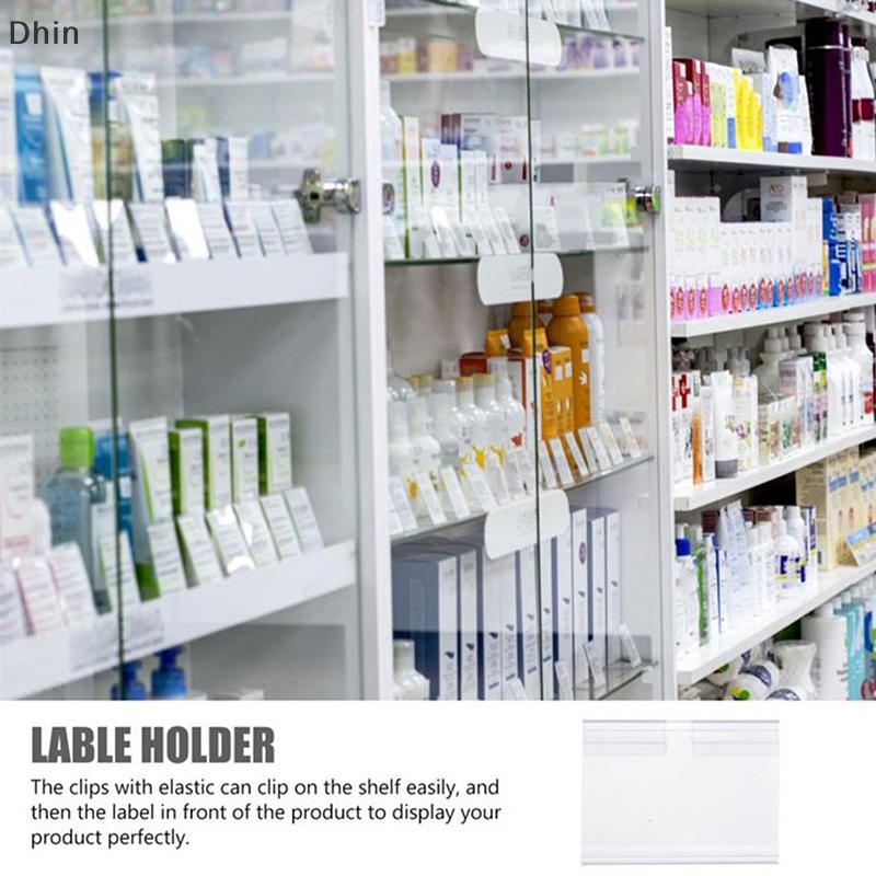 [Dhin] 10PCS Plastic Sign Label Holder Wire Shelf Retail Price Tag Label Merchandise Sign Display Holder Stand COD