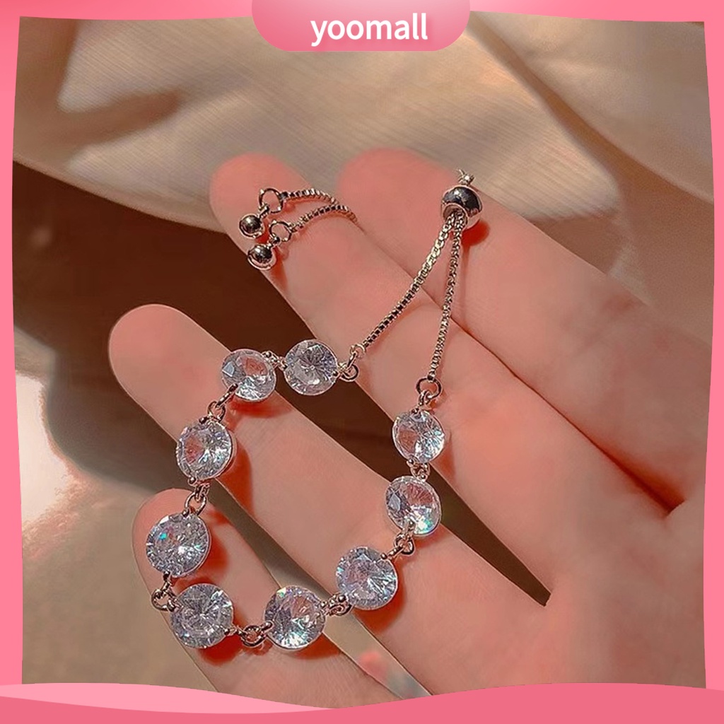 Vòng Tay Đính Đá Zircon Lấp Lánh Thời Trang Có Thể Điều Chỉnh