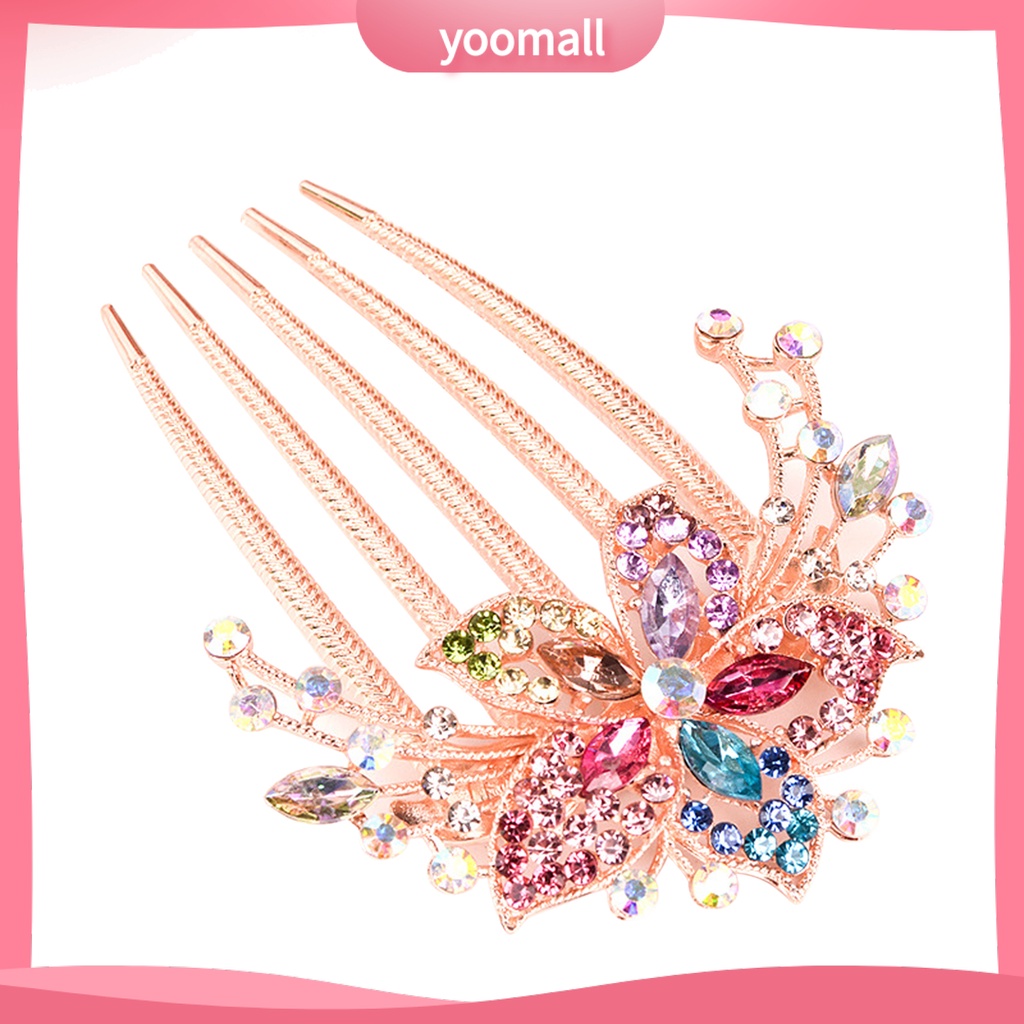 Lược Cài Tóc Hình Hoa Lá Đính Đá Xinh Xắn Cho Nữ