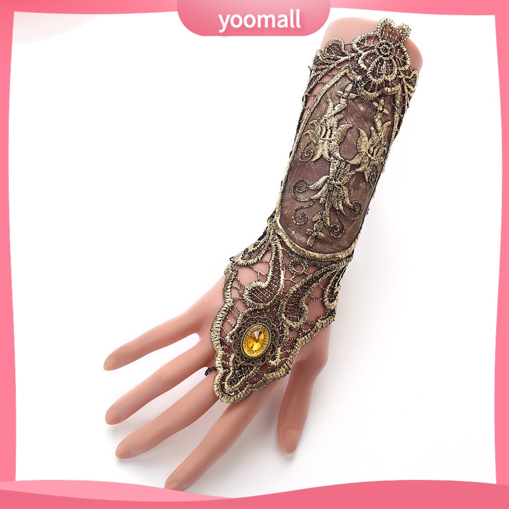 1 Đôi Găng Tay Ren Xuyên Thấu Họa Tiết Hoa Hóa Trang Halloween Cho Người Lớn