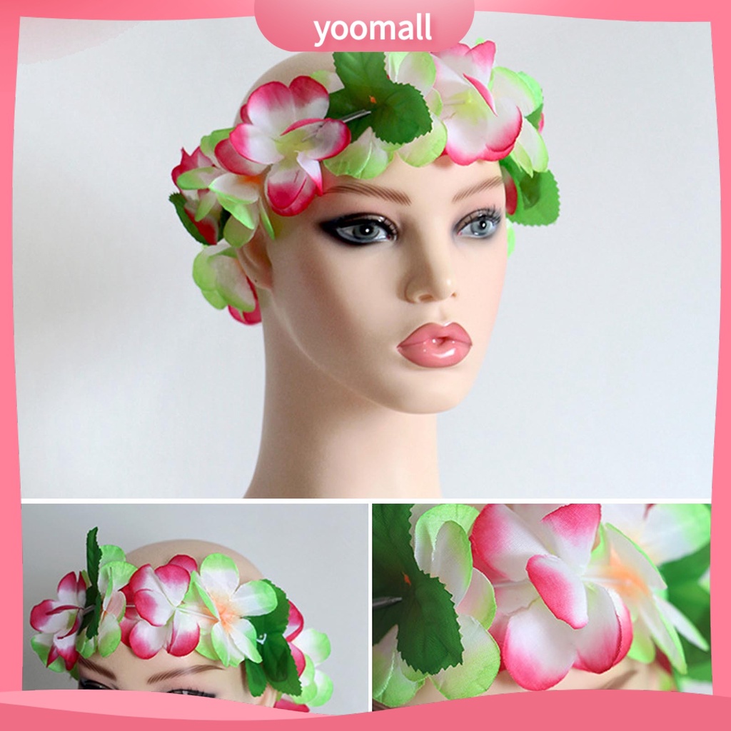 Set 4 Vòng Hoa Đeo Cổ / Vòng Tay / Dây Chuyền 80 Màu Sắc Phong Cách Hawaii