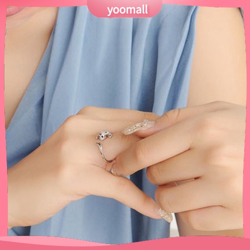 Nhẫn Hở Mạ Bạc Hình Mèo Đính Đá Mắt Mèo Dễ Thương