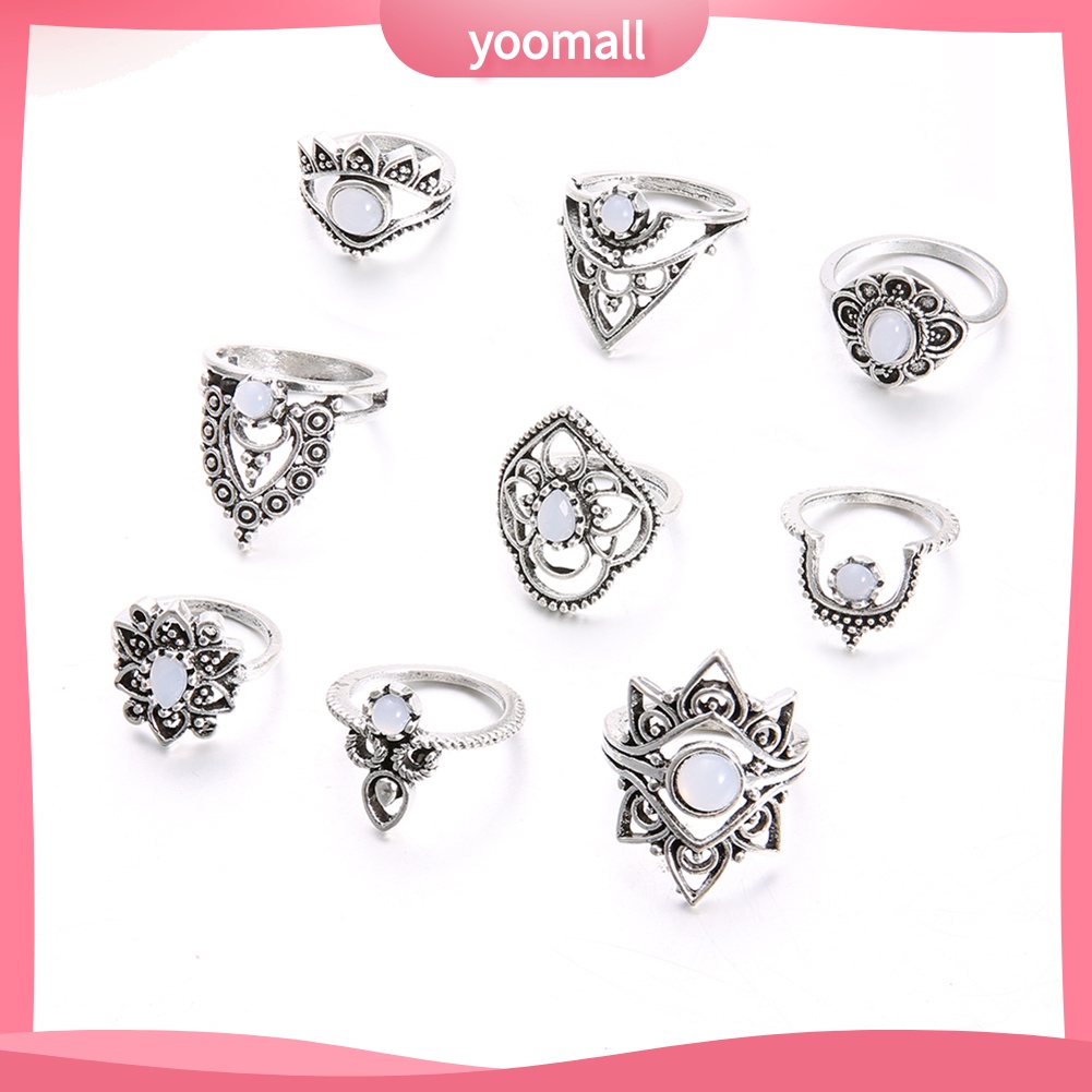 Set 9 Nhẫn Đeo Khớp Ngón Tay Phong Cách Retro