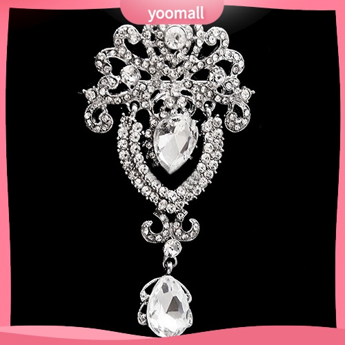 Ghim Cài Áo Hình Vương Miện Lớn Đính Đá Pha Lê Cho Cô Dâu