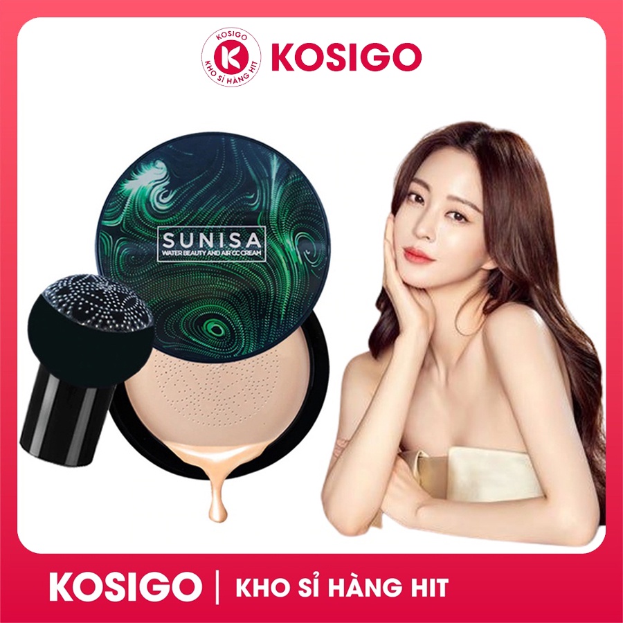 Phấn nước cao cấp SUNISA kèm mút hình nấm tán đều, dưỡng ẩm da, che khuyết điểm và chống nắng hiệu quả