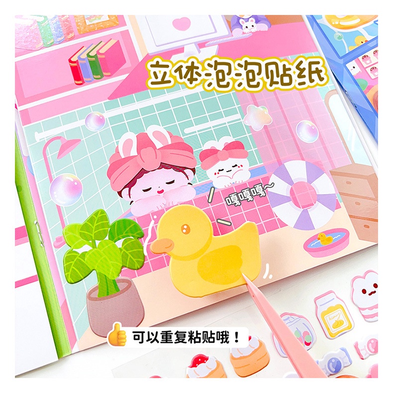 Sticker book cute Miếng Dán Hình Động Vật 3D Dễ Thương Cho Bé