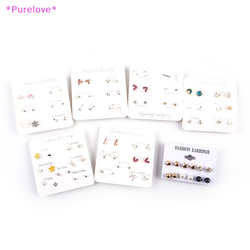 Set 6-7 Đôi Bông Tai Đính Đá Thời Trang Cho Nữ Mới