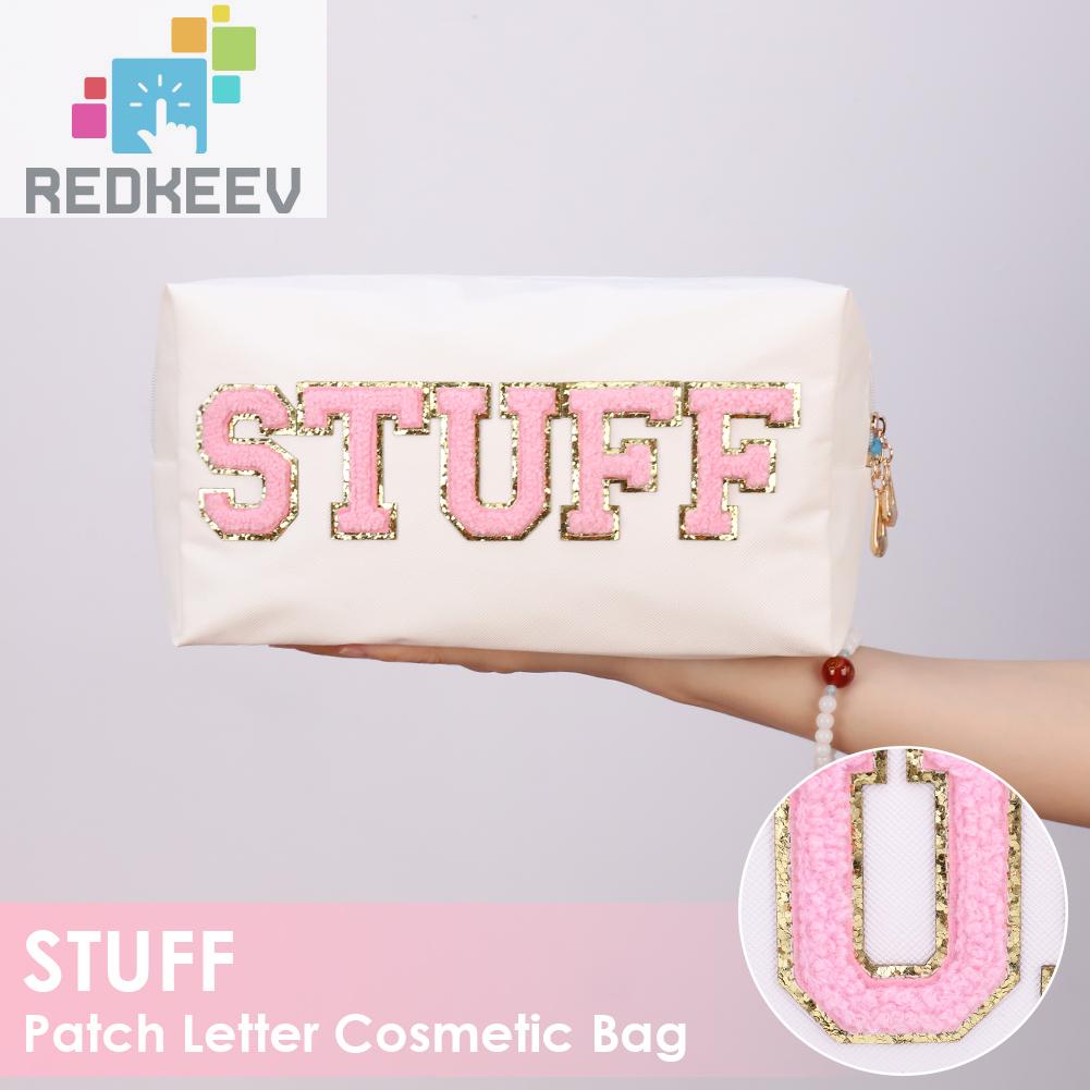 Túi Đựng Mỹ Phẩm Da PU Đa Năng Có Khóa Kéo In Chữ Thời Trang Cho Nữ