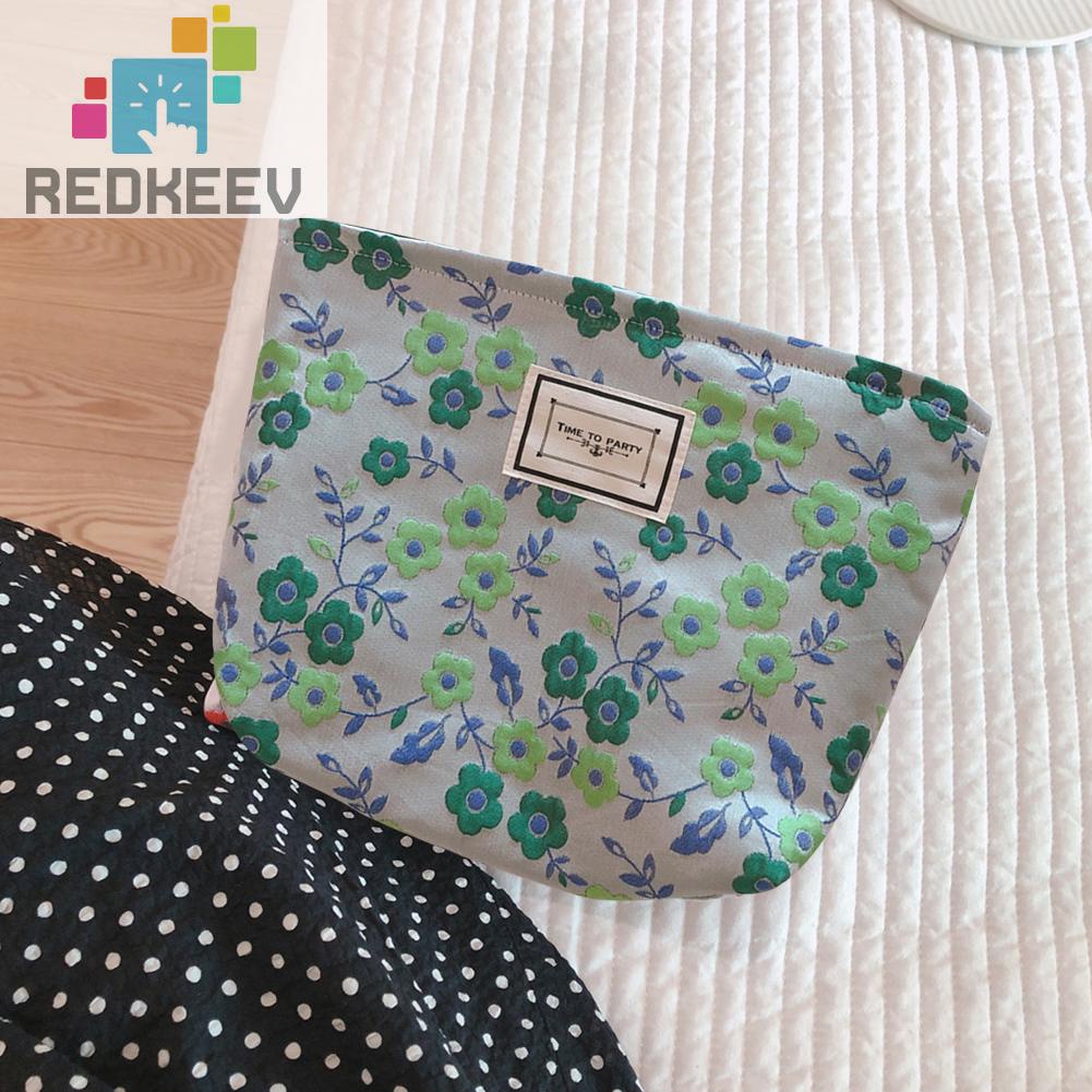 Túi Đựng Mỹ Phẩm Du Lịch Bằng Vải Canvas In Họa Tiết Hoa Sức Chứa Lớn Cho Nữ