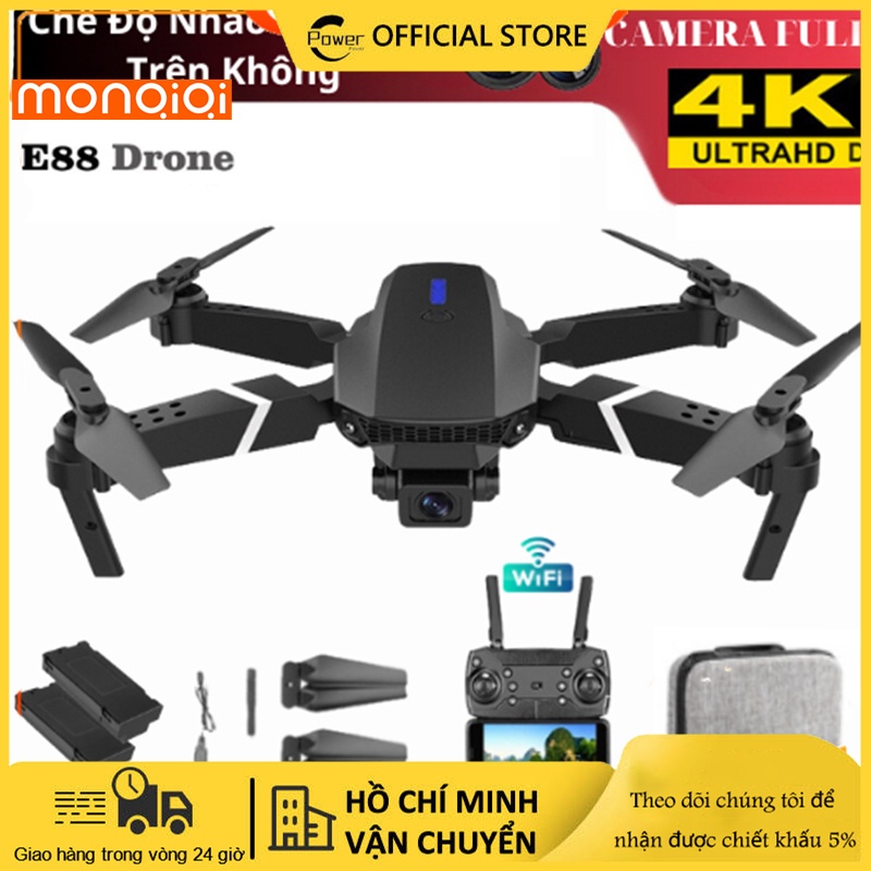 Flycam E88, Flaycam Giá Rẻ, Máy Bay Điều Khiển Từ Xa 2 Camera 4K Tặng Kèm 1 Pin Dự Phòng Dung Lượng Cao