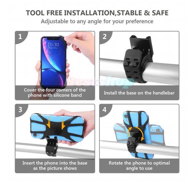 Giá Đỡ Điện Thoại 4.5-7.0 Inch Bằng Silicon Gắn Tay Lái Xe Đạp / Mô Tô