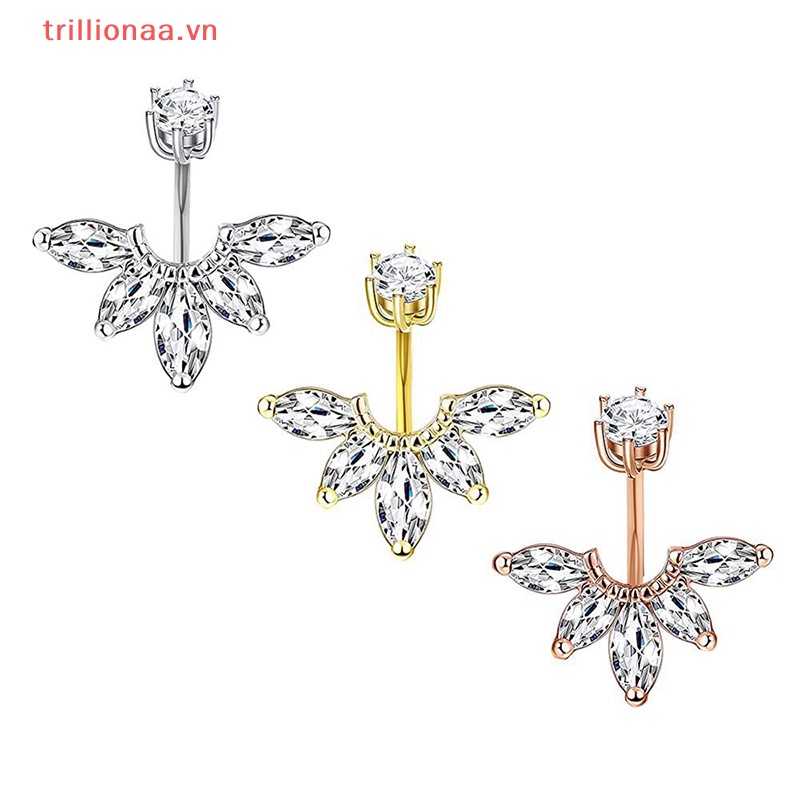 Khuyên Rốn Đính Đá Zircon Bằng Thép Không Gỉ Quyến Rũ Cho Nữ