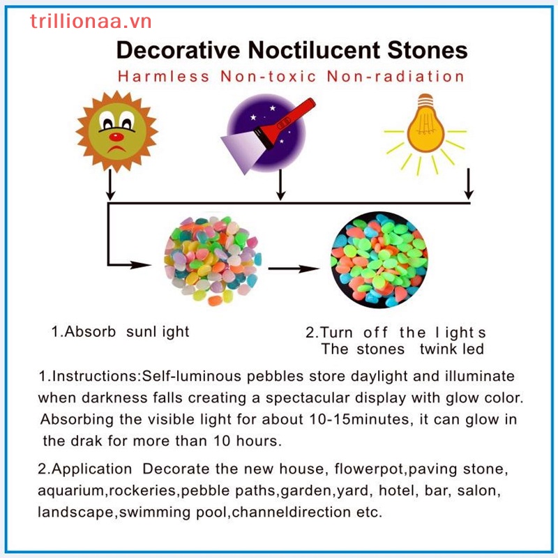 Set 100 Viên Đá Dạ Quang Trang Trí Bể Cá
