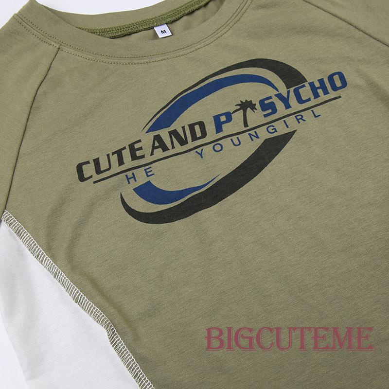 Áo Croptop Tay Ngắn Cổ Tròn In Chữ Màu Sắc Tương Phản Thời Trang Mùa Hè Xinh Xắn Cho Bé Gái