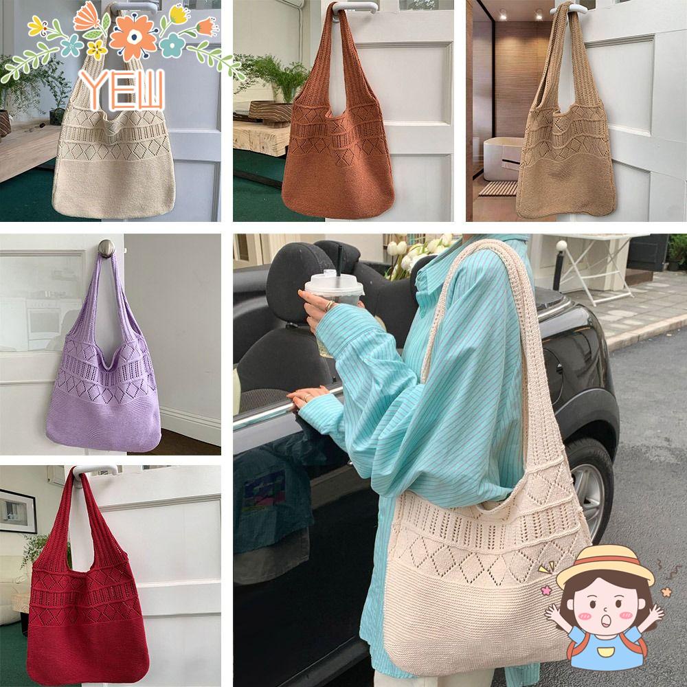 Túi Xách Đeo Vai Đan Len Cỡ Lớn Phong Cách Cổ Điển Thời Trang Cho Nữ