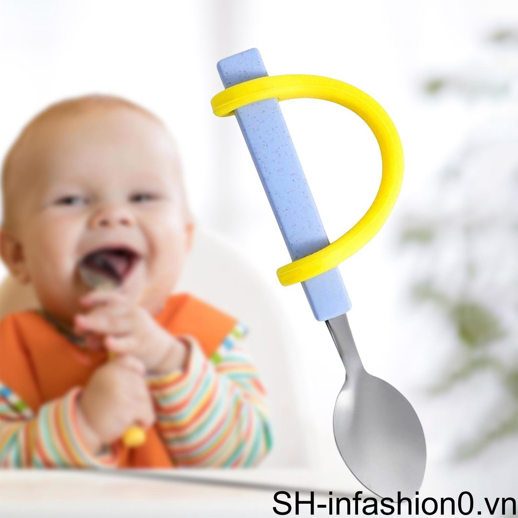 Bộ Muỗng Nĩa Bằng Silicone Kèm Dây Đeo Tiện Dụng