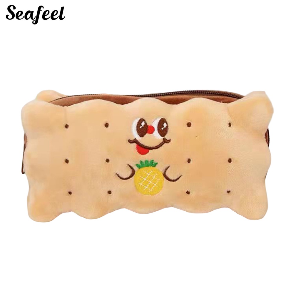 Túi Đựng Bút Hình Bánh Quy Bằng Lông Nhung Dễ Thương Xinh Xắn