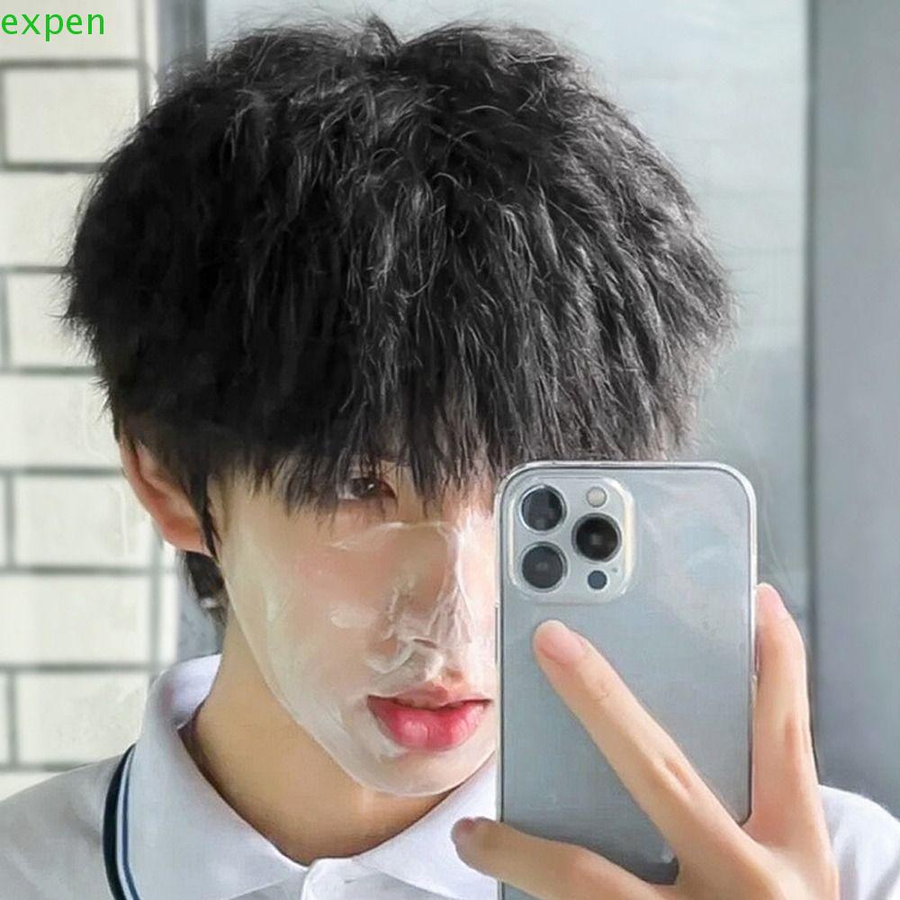 Bộ Tóc Giả Xoăn Ngắn Màu Đen Dùng Hóa Trang Halloween Dành Cho Nam