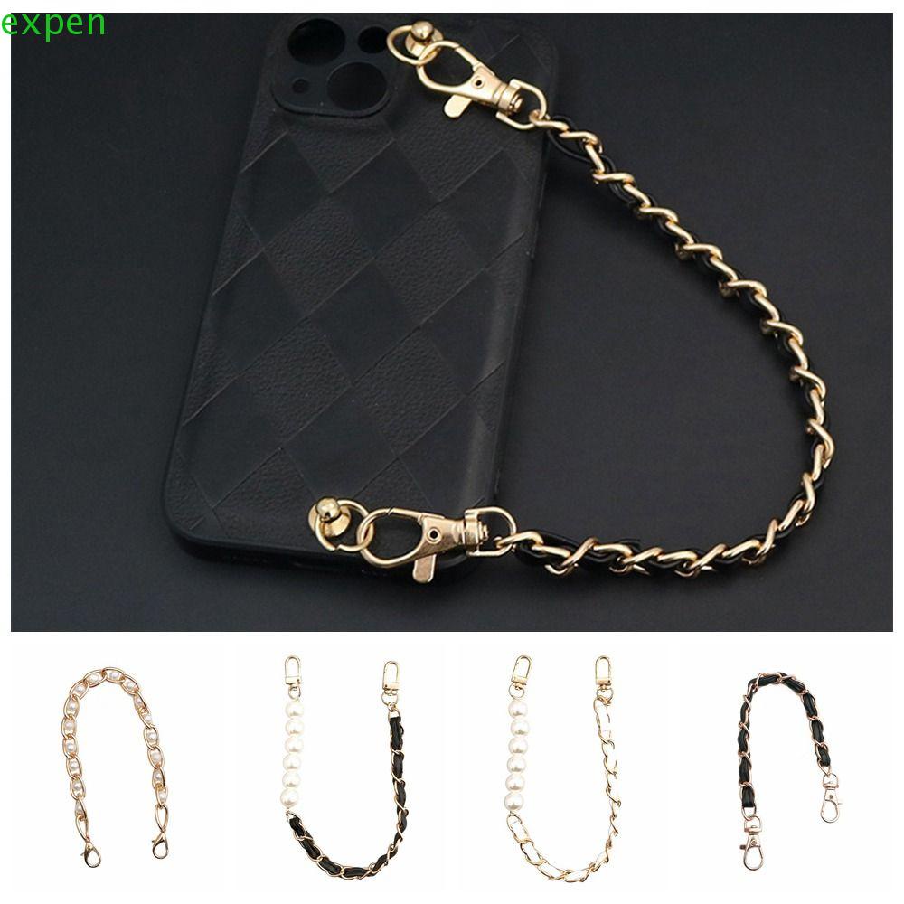 Dây Đeo Túi Xách / Điện Thoại Bằng Da PU Phối Chuỗi Hạt Xinh Xắn