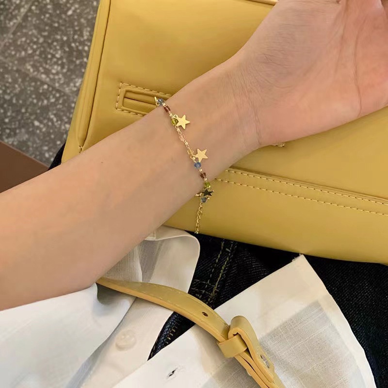 Vòng Tay Chuỗi Hạt Pha Lê Hình Ngôi Sao Năm Cánh Màu Sắc Ngọt Ngào