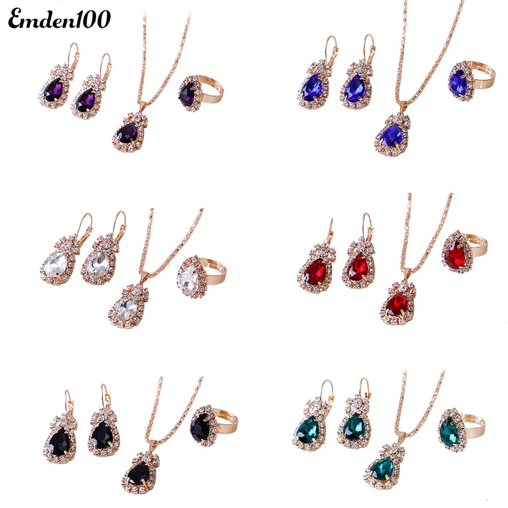 Bộ Trang Sức Đính Đá Hình Giọt Nước Thời Trang Dành Cho Nữ