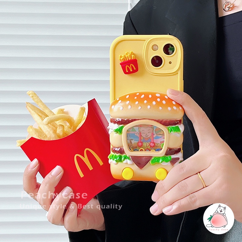 Ốp Điện Thoại TPU Dẻo Họa Tiết Bánh Hamburger 3D Vui Nhộn Cho iPhone 14 13 12 11 Pro Max Xr Xs Xsmax