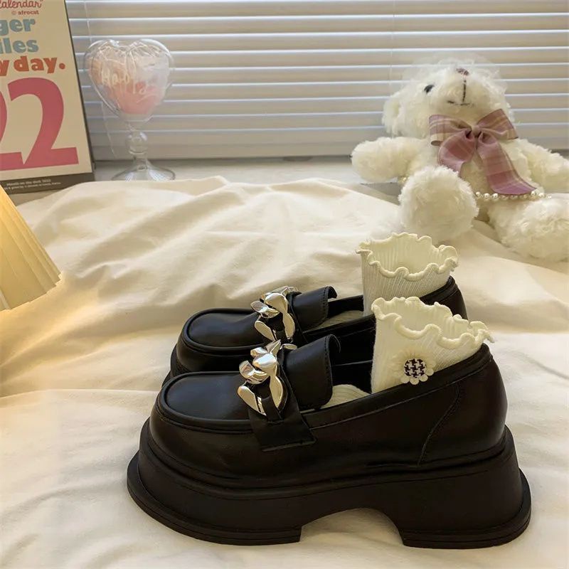 UOUO Giày búp bê đế cao Giày da Giày Bốt Nữ Gót Mũi Vuông dép Dày Không Thấm Nước Cho Búp Bê Barbie 33ZMLZ080411