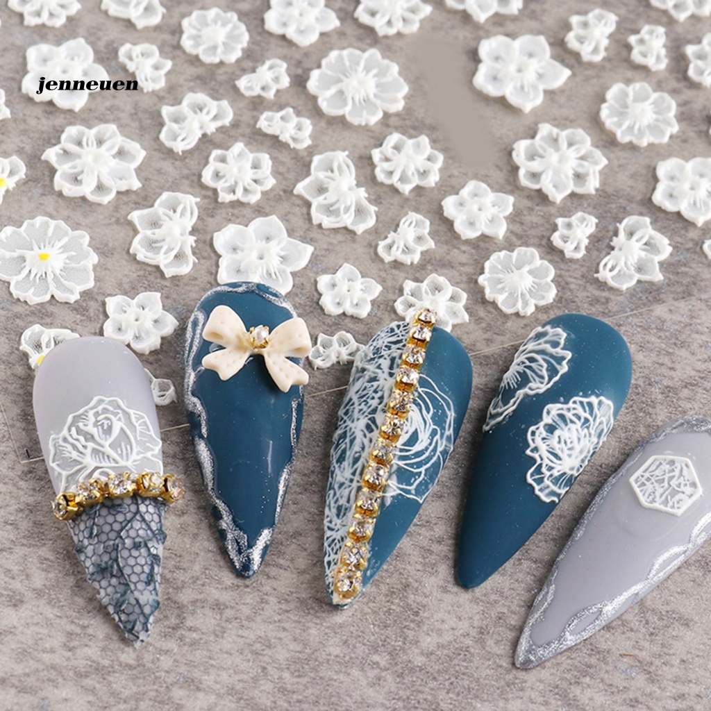 Miếng Dán Trang Trí Móng Tay 5D Mini Họa Tiết Ren Hoa Dễ Thương