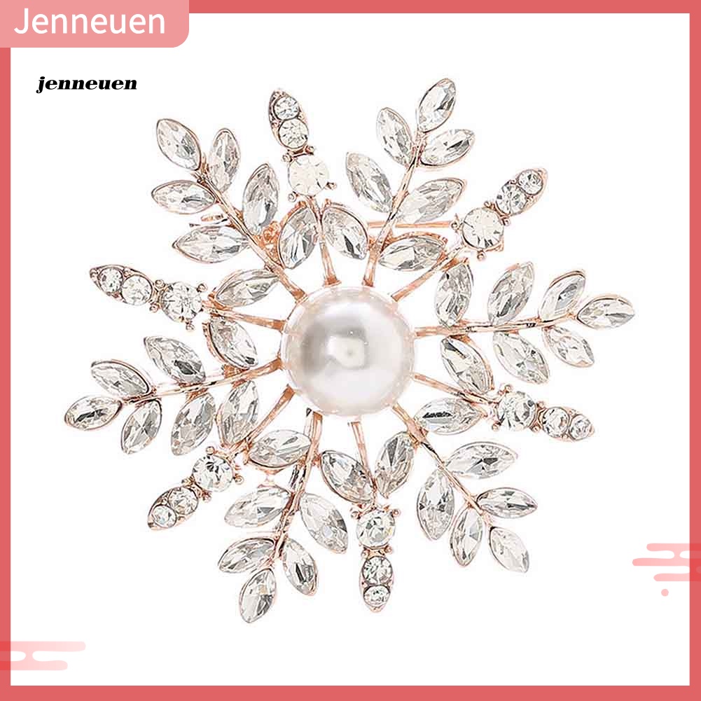 Ghim Cài Áo Hình Bông Tuyết Đính Ngọc Trai Nhân Tạo Thời Trang