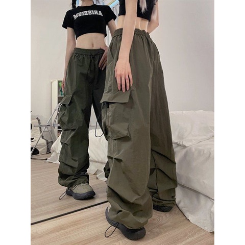 Quần Yếm Ống Rộng Màu Đỏ Theo Phong Cách Mỹ Dễ Phối Đồ