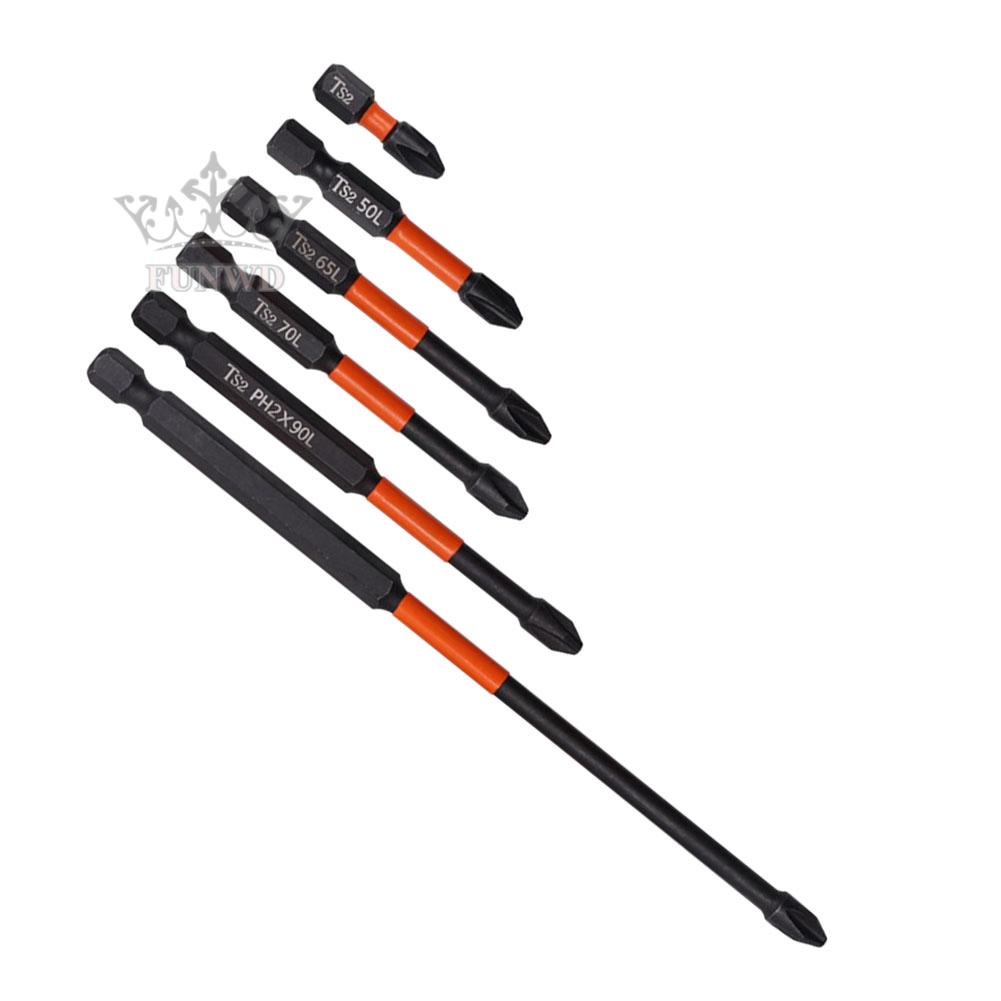 【FUNWD】Screwdriver Bits 1/4Inch Hex Shank 62HRC Alloy Steel Magnetic Tools PH2