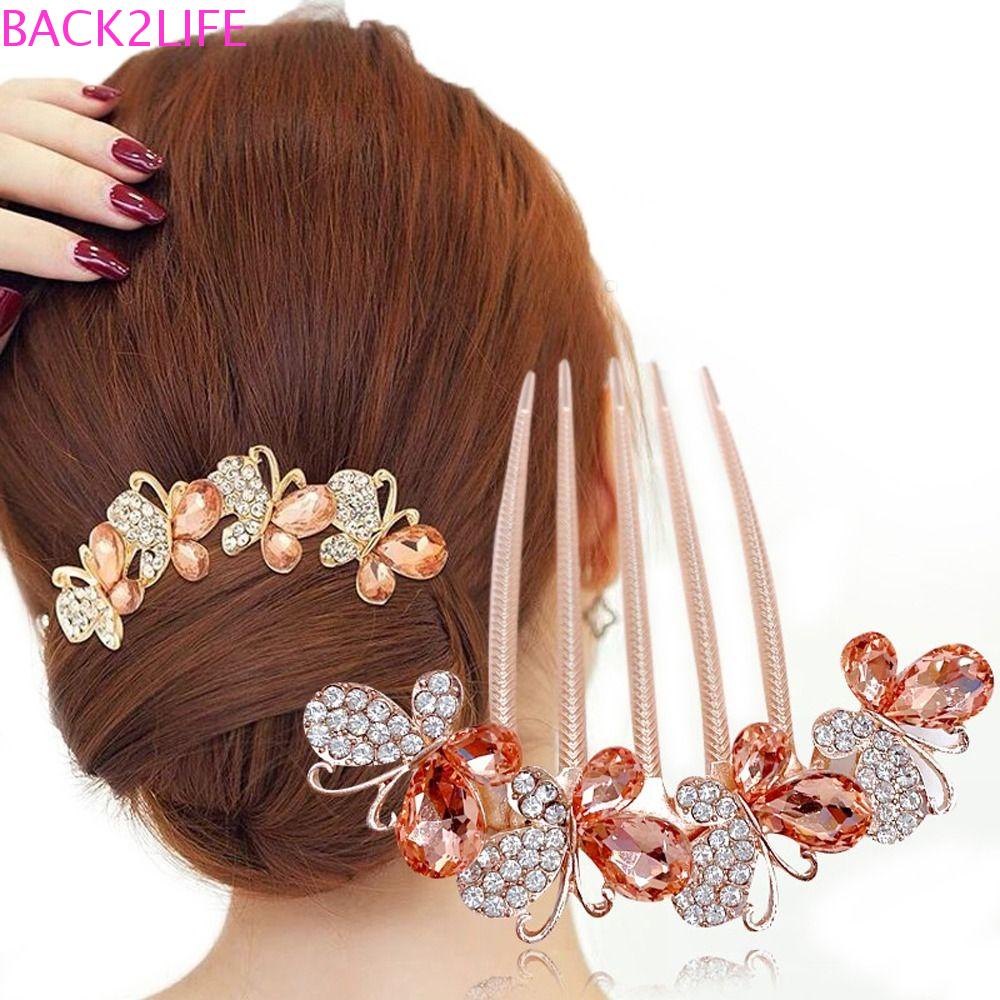 Lược Cài Tóc Hình Bướm Đính Đá Ngọt Ngào Cho Cô Dâu Ngày Cưới BACK2LIFE