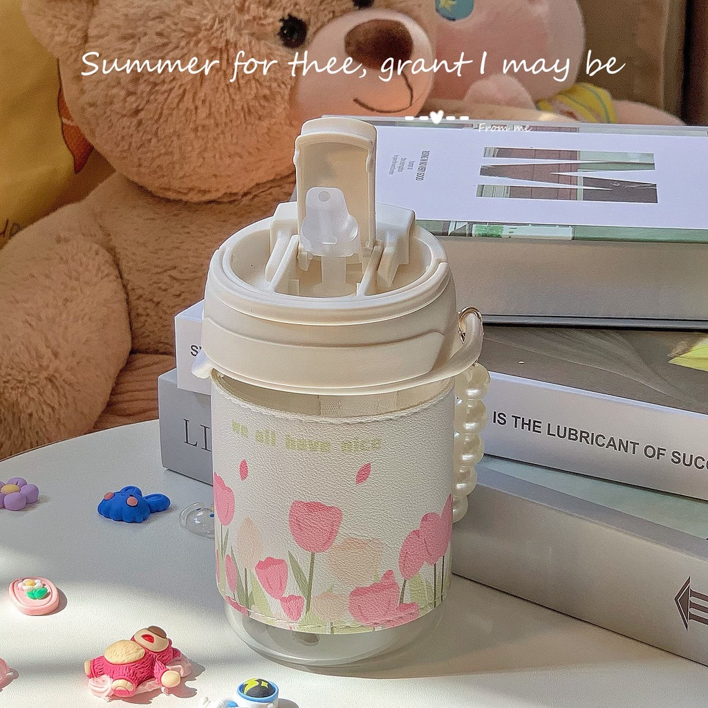 Kính Bình Nước Thủy Tinh Có Ống Hút Tiện Lợi Chất Lượng