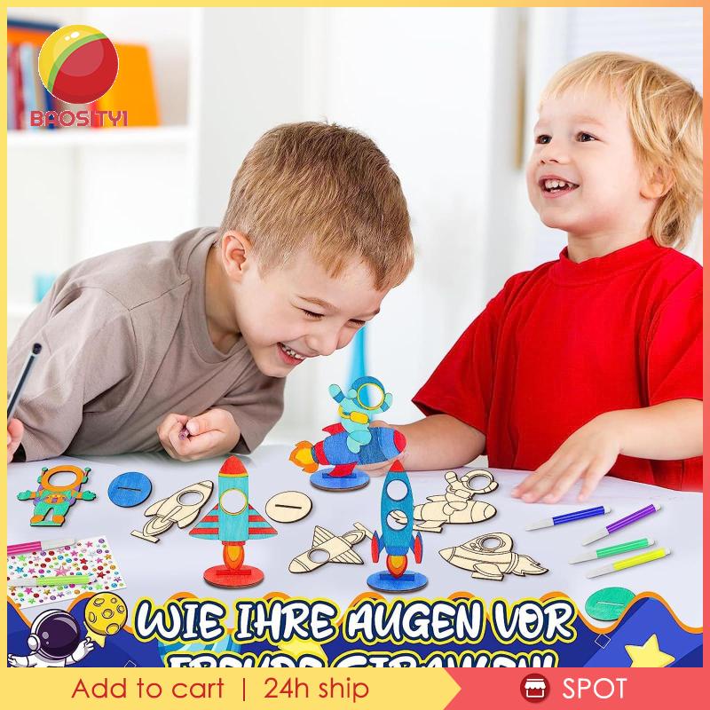 Bộ 24 Miếng Gỗ Chưa Sơn Hình Phi Hành Gia Trang Trí Nhà Cửa / Tiệc Cưới