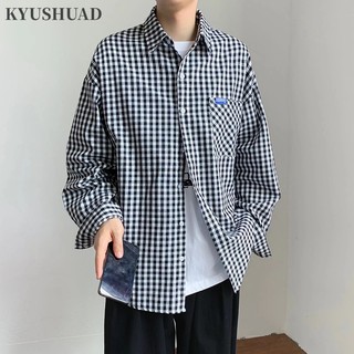Áo khoác sơ mi caro dài tay phong cách hàn quốc nam tính