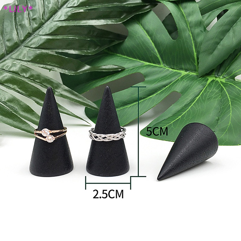 Lily Vòng bằng gỗ chủ hiển thị Cone giá ngón tay Vòng trang sức đứng lưu trữ Organizer uuu