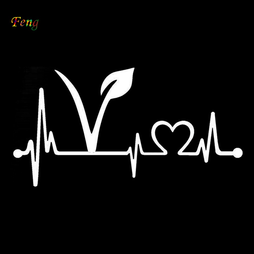 Sticker Vegan Vegetarian Heartbeat Lifeline Dán Trang Trí Xe Ô Tô