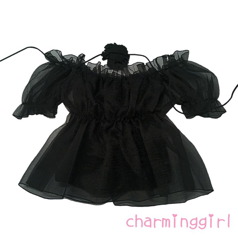 Áo Croptop Trễ Vai Tay Ngắn In Họa Tiết Hoa Thời Trang Mùa Hè Xinh Xắn Cho Nữ