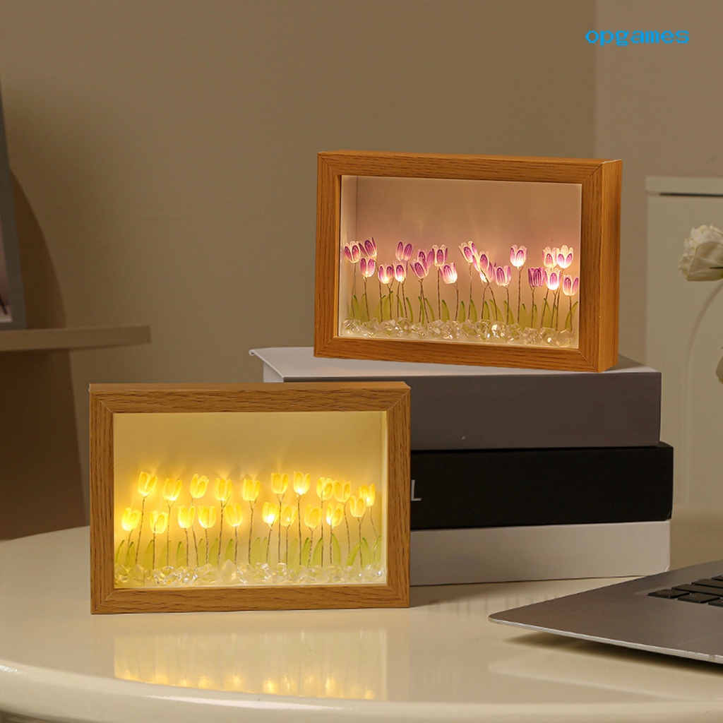 1 Bộ Khung Ảnh Hình Chữ Nhật Phát Quang Hình Hoa Tulip DIY