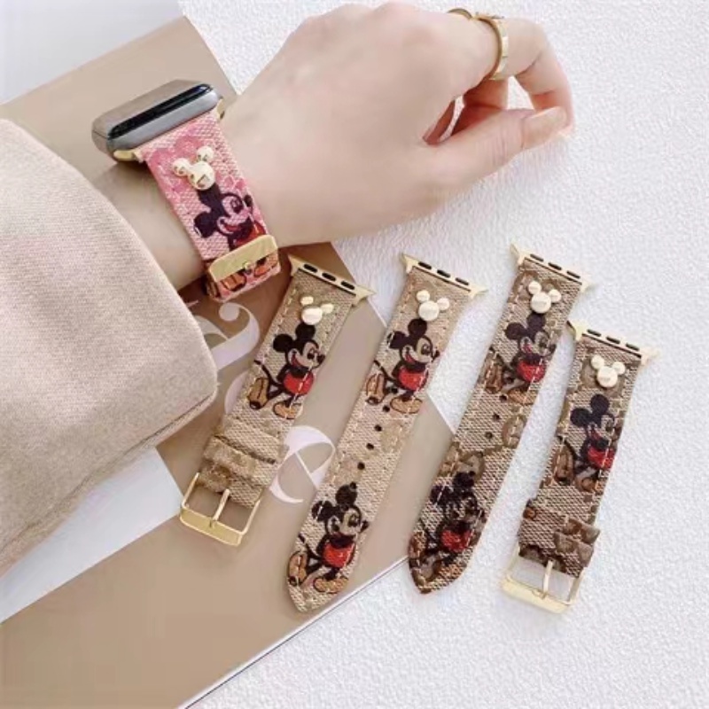Dây Đeo Bằng Da Họa Tiết Mickey Cho Đồng Hồ Thông Minh Apple watch 8 7 6 5 se 4 3 iWatch 49mm 45mm 44mm 42mm 41mm 40mm 38mm