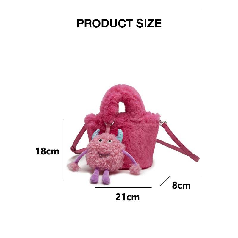 FOREVER LENGRUI  Túi Đeo Chéo Hình Quái Vật Nhỏ Nhồi Bông Phong Cách Hàn Quốc