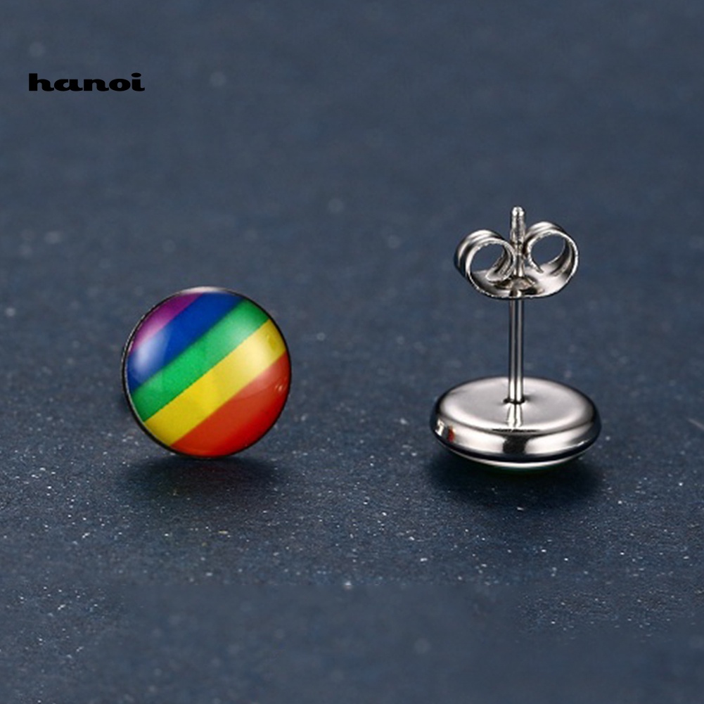 Khuyên Tai Tròn Màu Sắc Cầu Vồng Thời Trang Cá Tính Dành Cho Nữ